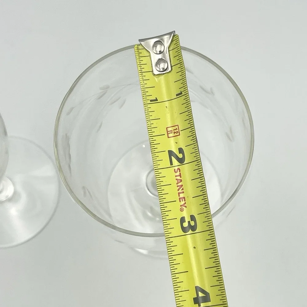 Vintage 1980s Princess House Heritage‎ Etched Wine Glasses Set of 2 - 6 5/8